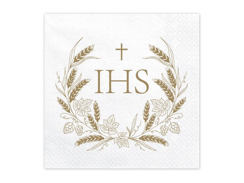 Servietten IHS, 33x33 cm, Gold (1 VPE / 12 Stk.) - FeierGlanz